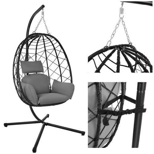Gardlov Hangstoel Swing - Cocoon - 150 kg - Inclusief Kussens - Zwart/Grijs
