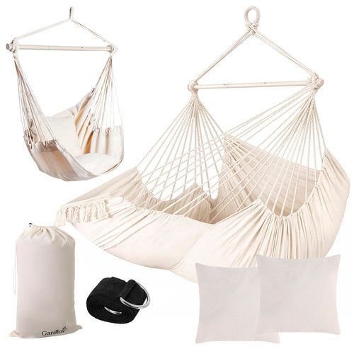 Gardlov Braziliaanse Hangstoel - 150 kg - Beige - Inclusief 2 Kussens