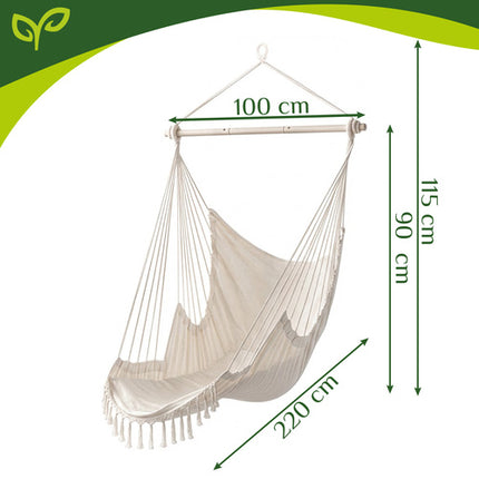 Gardlov Braziliaanse Hangstoel - 150 kg - Beige - Inclusief 2 Kussens