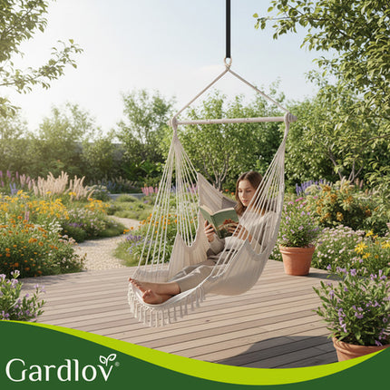 Gardlov Braziliaanse Hangstoel - 150 kg - Beige - Inclusief 2 Kussens
