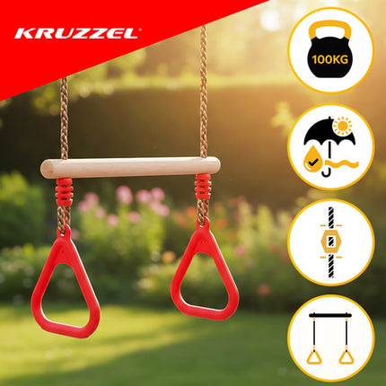 Kruzzel 2-in-1 Trapeze Schommel - Houten Gymnastiekstang