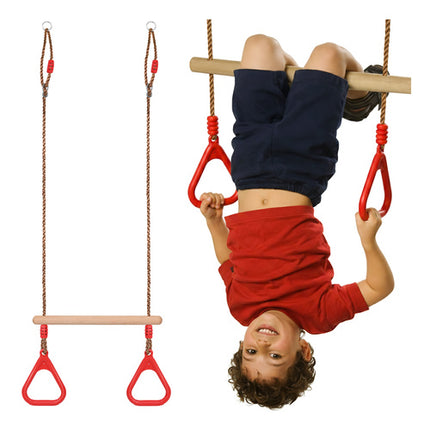 Kruzzel 2-in-1 Trapeze Schommel - Houten Gymnastiekstang
