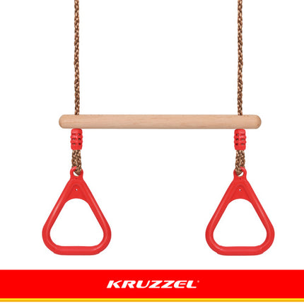 Kruzzel 2-in-1 Trapeze Schommel - Houten Gymnastiekstang