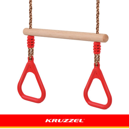 Kruzzel 2-in-1 Trapeze Schommel - Houten Gymnastiekstang