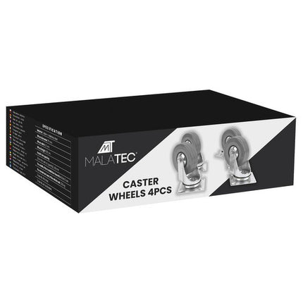 Malatec Zwenkwielen Set - 75 mm - Met Rem - 220 kg - 4 Stuks