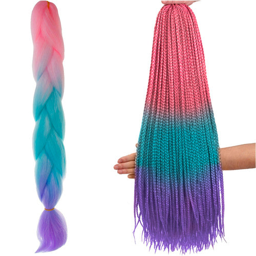 Soulima Ombre Vlechten - 60 cm - Roze/Wit/Paars - Synthetisch Haar