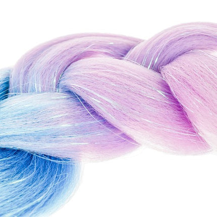 Soulima Ombre Vlecht - Navy Blauw/Paars/Roze met Glitter - 60 cm