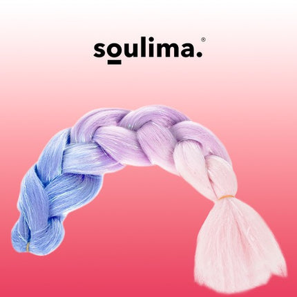 Soulima Ombre Vlecht - Navy Blauw/Paars/Roze met Glitter - 60 cm