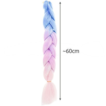Soulima Ombre Vlecht - Navy Blauw/Paars/Roze met Glitter - 60 cm