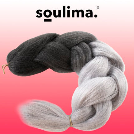 Soulima Ombre Vlechten - 60 cm - Zwart/Grijs - Synthetisch Haar