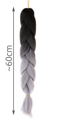 Soulima Ombre Vlechten - 60 cm - Zwart/Grijs - Synthetisch Haar