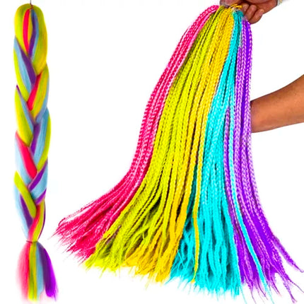 Soulima Regenboog Vlechten - 60 cm - Synthetisch Haar - Multicolor
