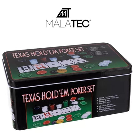 Malatec Texas Poker Set - 200 Chips - Inclusief Speelkleed en Box