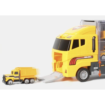 Kruzzel Transporttruck met 6 Bouwmachines - 36 cm - Opbergkoffer