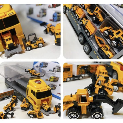 Kruzzel Transporttruck met 6 Bouwmachines - 36 cm - Opbergkoffer