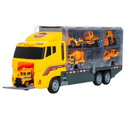 Kruzzel Transporttruck met 6 Bouwmachines - 36 cm - Opbergkoffer