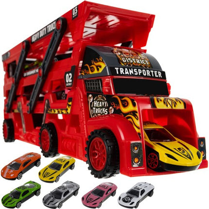 Kruzzel Auto Transporttruck - Inclusief 6 Sportauto's en Lanceerder
