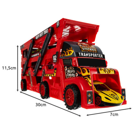 Iso Trade TIR Truck met 6 Auto's - Inclusief Lanceerfunctie - 3-Laags
