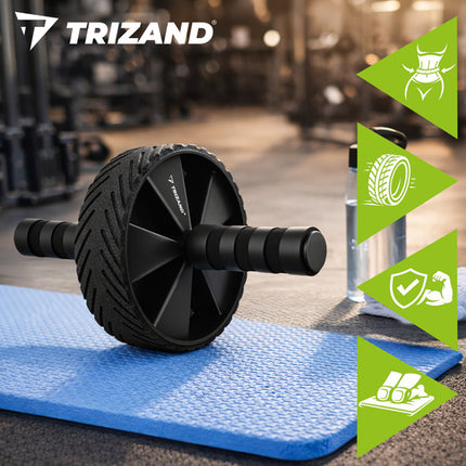 Trizand Buikspierwiel - Ab Roller - Inclusief Knie-mat - Zwart