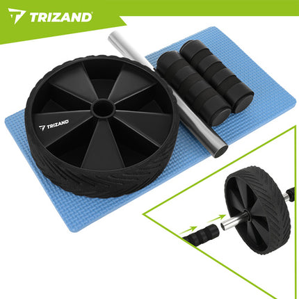 Trizand Buikspierwiel - Ab Roller - Inclusief Knie-mat - Zwart