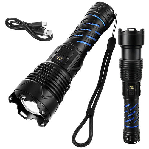 Trizand Tactische LED Zaklamp - 1500 lm - Oplaadbaar - Met Powerbank