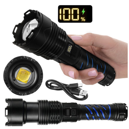 Trizand Tactische LED Zaklamp - 1500 lm - Oplaadbaar - Met Powerbank