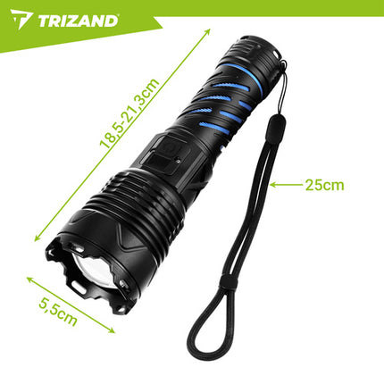 Trizand Tactische LED Zaklamp - 1500 lm - Oplaadbaar - Met Powerbank