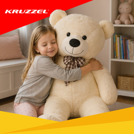 Kruzzel Grote Teddybeer - 146 cm - Ecru - XL Knuffel