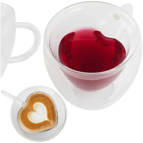 Ruhhy Thermoglas met Hartjesvorm - 240 ml - Dubbelwandig Borosilicaatglas