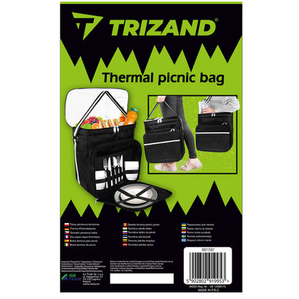 Trizand Thermische Picknicktas - 35 x 23 x 35 cm - Waterdicht - Grijs