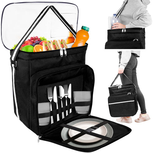 Trizand Thermische Picknicktas - 35 x 23 x 35 cm - Waterdicht - Grijs