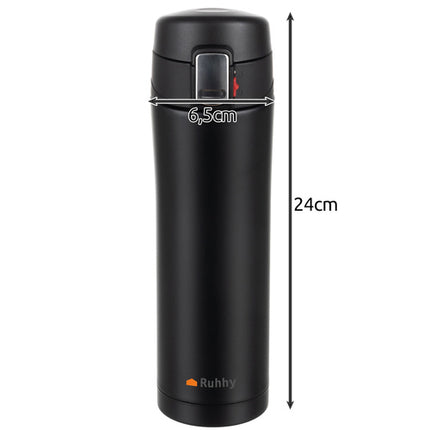 Ruhhy Thermobeker - 440 ml - RVS - Lekkervrij - Zwart