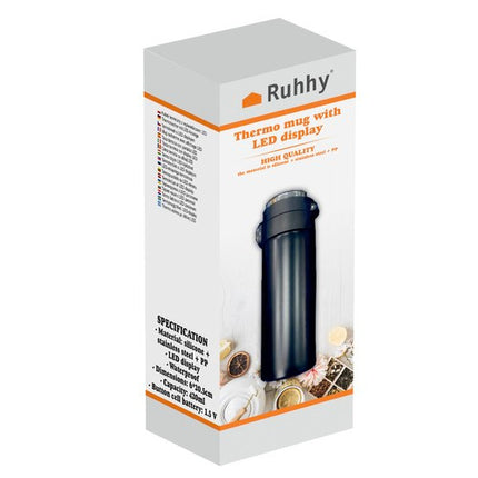 Ruhhy Thermo Mug - 420 ml - Met LED Temperatuurdisplay - Zwart