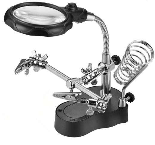 Bigstren Soldeerhulp 'Derde Hand' - Met Loep en LED-verlichting