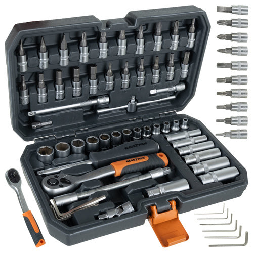 Bigstren Gereedschapsset - 56-delig - 1/4" Doppen & Ratels - CrV-Staal