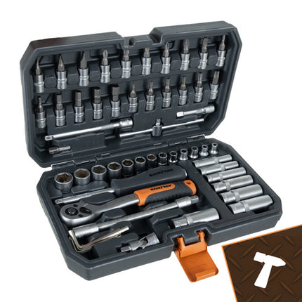 Bigstren Gereedschapsset - 56-delig - 1/4" Doppen & Ratels - CrV-Staal