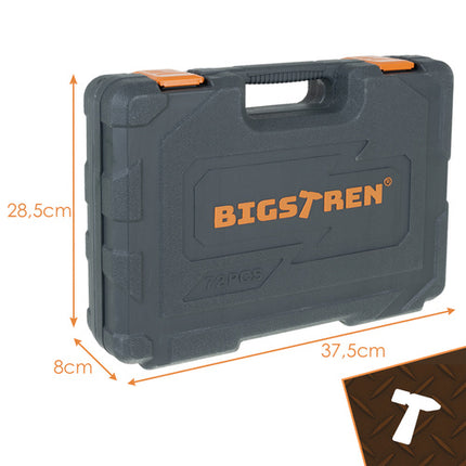 Bigstren Gereedschapsset - 72-delig - Doppen & Ratels - CrV-Staal