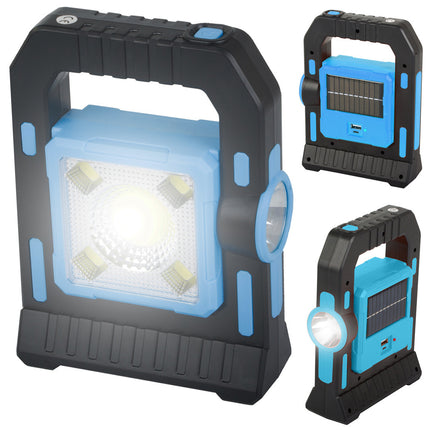 LED Solar Campinglamp 3-in-1 Met Powerbank - Blauw
