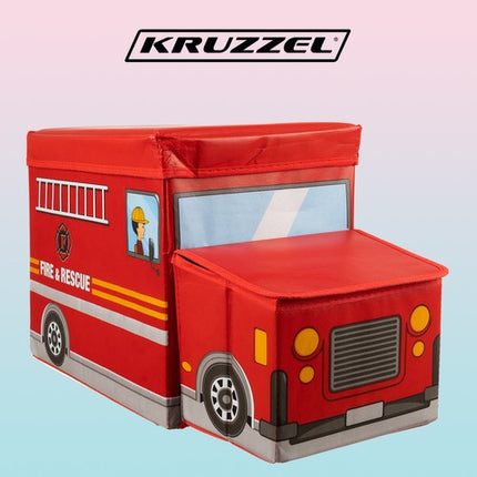 Kruzzel Speelgoedkist - Brandweerauto - 13L - Opvouwbaar - Rood