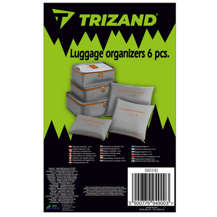 Trizand Reisorganizer Set - 6 Delig - Koffer Inpak Systeem - Grijs/Oranje