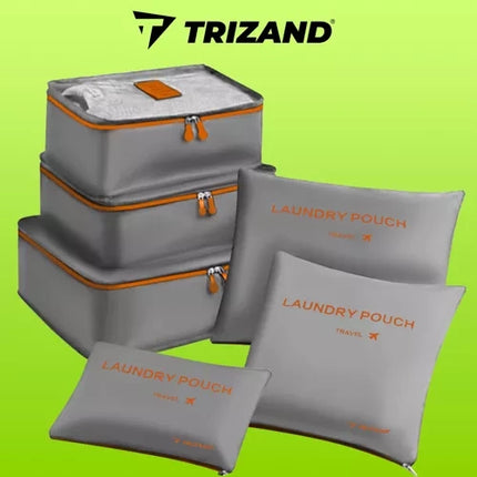 Trizand Reisorganizer Set - 6 Delig - Koffer Inpak Systeem - Grijs/Oranje