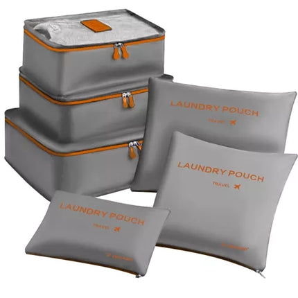Trizand Reisorganizer Set - 6 Delig - Koffer Inpak Systeem - Grijs/Oranje