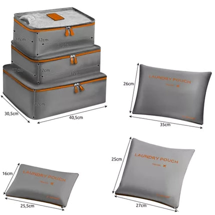 Trizand Reisorganizer Set - 6 Delig - Koffer Inpak Systeem - Grijs/Oranje