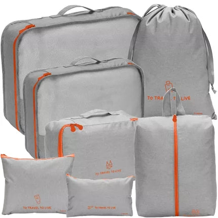 Trizand Reisorganizer Set - 7 Delig - Koffer Inpak Systeem - Grijs/Oranje