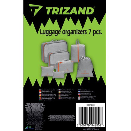 Trizand Reisorganizer Set - 7 Delig - Koffer Inpak Systeem - Grijs/Oranje