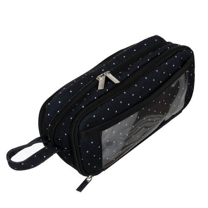 Maaleo Drie-Vaks Etui - 24 cm - Zwart met Witte Stippen