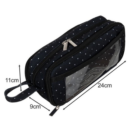 Maaleo Drie-Vaks Etui - 24 cm - Zwart met Witte Stippen