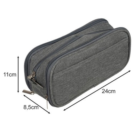 Maaleo Drie-Vaks Etui - 24 cm - Grijs - Ruime School etui
