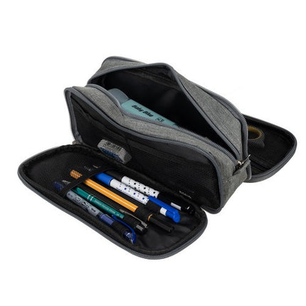 Maaleo Drie-Vaks Etui - 24 cm - Grijs - Ruime School etui