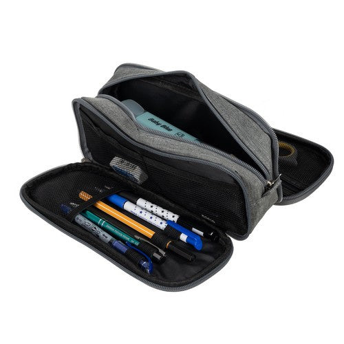 Maaleo Drie-Vaks Etui - 24 cm - Grijs - Ruime School etui